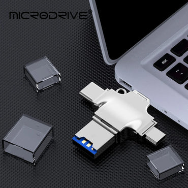 USB 3.0 Flash Drive For Iphone ipad Android Pen Drive 4 in 1 Memory stick Type-c Pendrive OTG 64GB 128GB 256GB