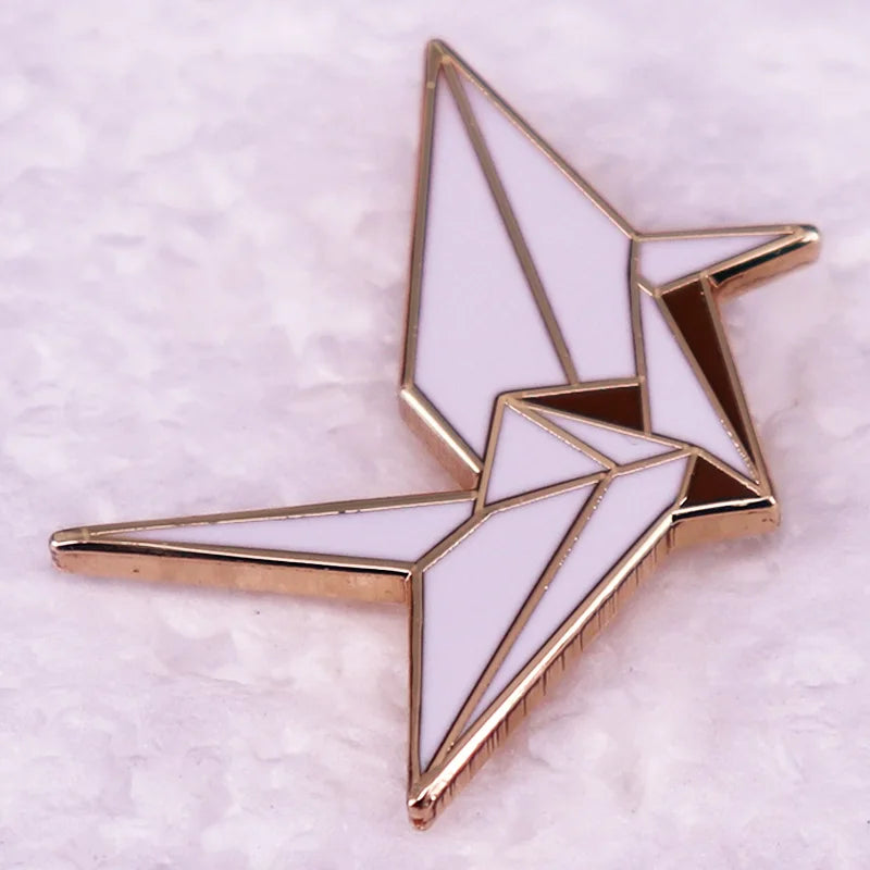 Paper Crane Enamel Pin Brooch Badge Jewelry Backpack Decorate