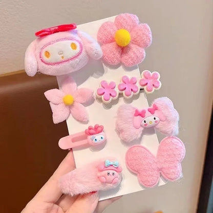 Sanrio Kuromi Plush Hairpin Cute Cartoon My Melody Cinnamoroll  Pom Pom Purin Young Girl Hair Accessories Holiday gifts