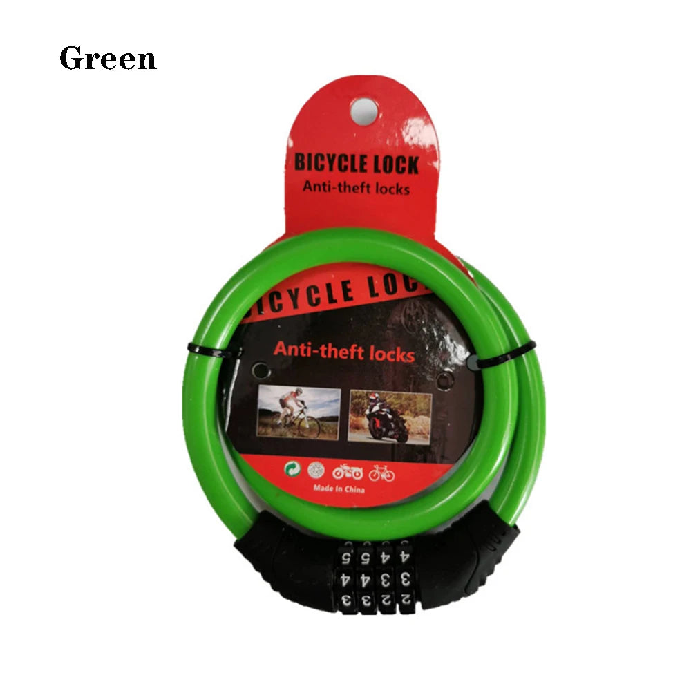 Bicycle Steel Cycle Security Cable Chain Bike Lock Padlock Combination Number 4 Digit Password