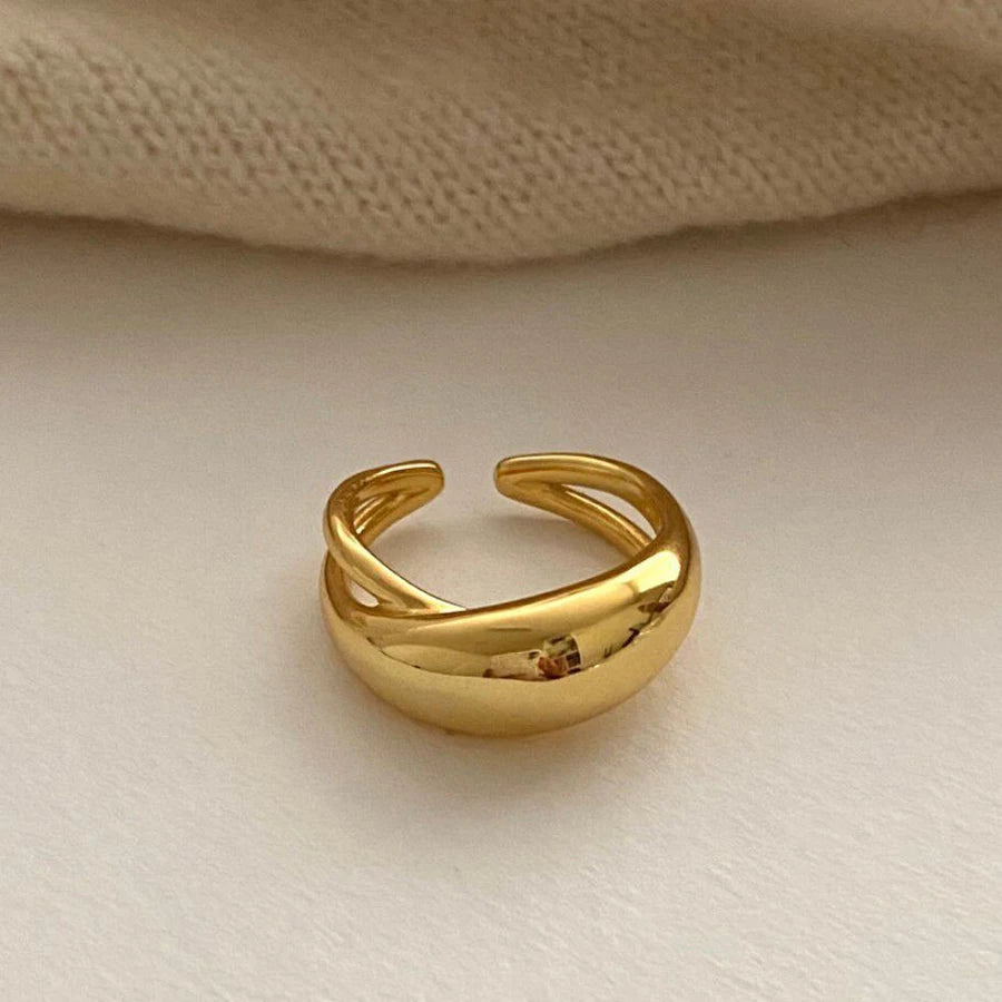 Smooth Surface Cross Ring for Women Girl Irregular Simple Fashion Adjustable Open Ring Geometric Jewelry Gold Silver Color