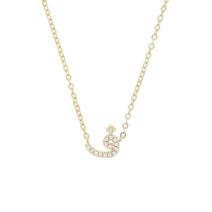 Total 31 Different Shape Arabic Letter Pendant Necklaces for Women Paved Green White Cz and Turquoise Gold Color Fashion Jewelry