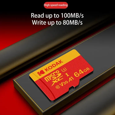 KODAK Micro SD Card Class10 U3 Memory Card MicroSD 64GB 128GB 256GB SD/TF Flash Card on For Smartphone Tablet Camera