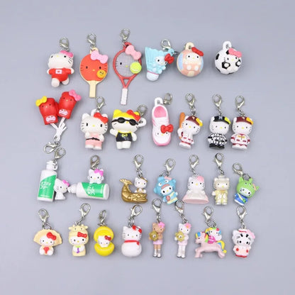 Kawaii Hello Kitty Toy Cute Anime Cat Keychain Backpack Phone Case Decoration Cartoon Festival Gift Women Accessories Wholesale