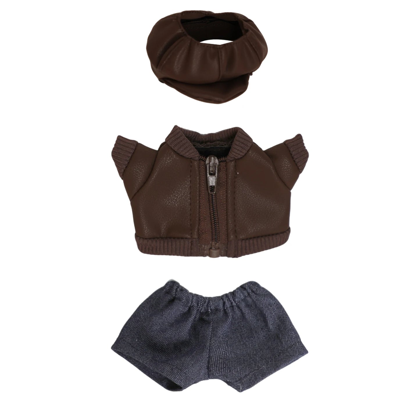 For 17cm Labubu Girl Dolls Black Leather Jacket + Jeans +Hat Clothes Suit Cute Punk Clothing For V1 V2 V3 Labubu,Cotton Doll Toy
