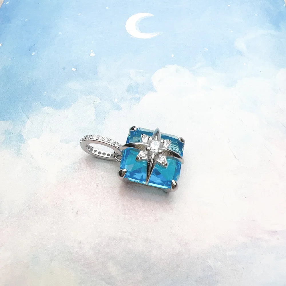 Star Blue Stone Pendant Europe Accessories Brand New Fashion Jewelry Trendy Gift for Women