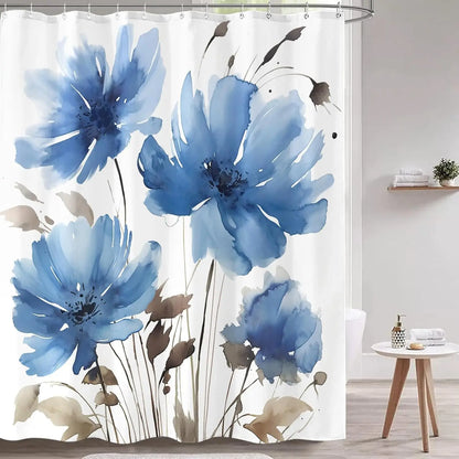 Colorful tree flower shower curtain fabric bathroom decoration with 12 hooks 180x 180cm bathtub shower curtain