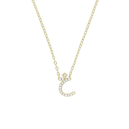 Total 31 Different Shape Arabic Letter Pendant Necklaces for Women Paved Green White Cz and Turquoise Gold Color Fashion Jewelry