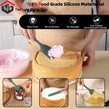 9 Pieces Silicone Bakeware Spatula Set Food Grade Non Stick Heat Resistant Spatulas Cooking Kitchen Essentials Baking Tools