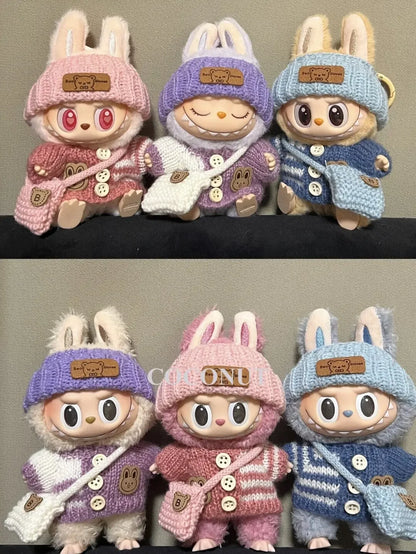 Labubu 3.0 Big into Energy Series Clothes  Labubu Bear Sweater Flanged hat Set Combining fashion & cuteness Labubu Ropa[no doll]