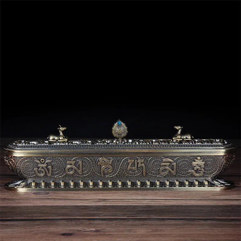 Antique Handmade Copper Tibet Incense Burner Incense Stick Holder Zen Buddhist Teahouse Home Office Decoration Crafts Ornaments