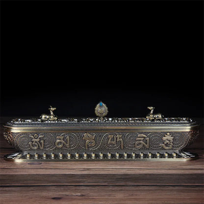 Antique Handmade Copper Tibet Incense Burner Incense Stick Holder Zen Buddhist Teahouse Home Office Decoration Crafts Ornaments