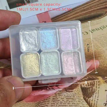 Pearlescent Metallic Solid Watercolor Paint Portable Hand-packaged Palette for Painting Nails Student School Art Supplies