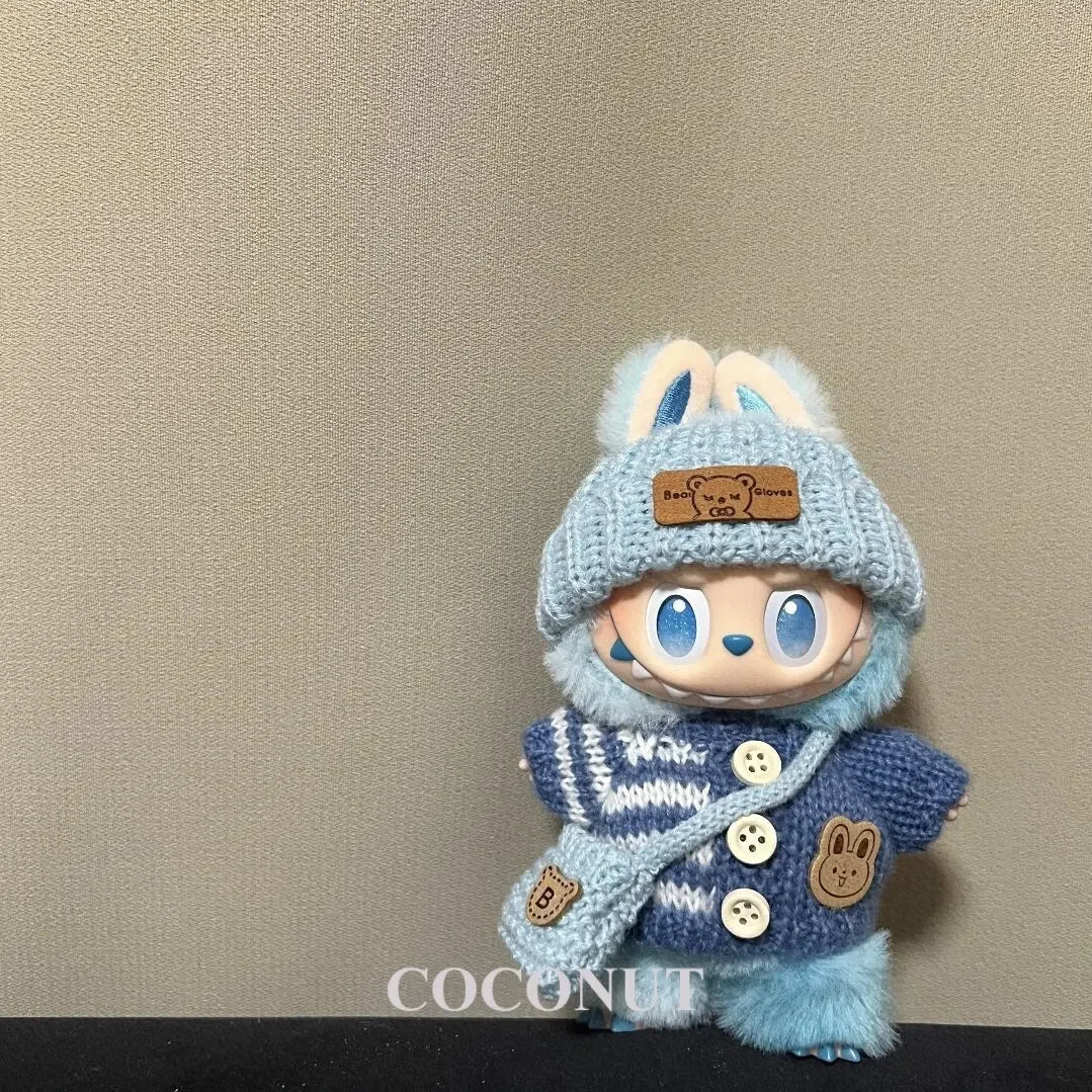 Labubu 3.0 Big into Energy Series Clothes  Labubu Bear Sweater Flanged hat Set Combining fashion & cuteness Labubu Ropa[no doll]
