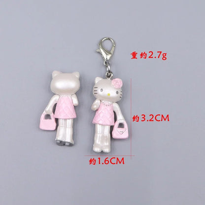 Kawaii Hello Kitty Toy Cute Anime Cat Keychain Backpack Phone Case Decoration Cartoon Festival Gift Women Accessories Wholesale