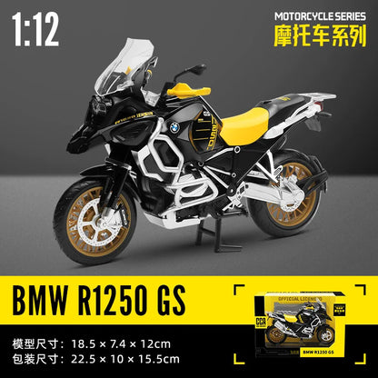 MSZ CCA 1:12 BMW R1250GS S1000R with base alloy die-cast car motorcycle model, toy gift giving, die-cast static motorcycle model