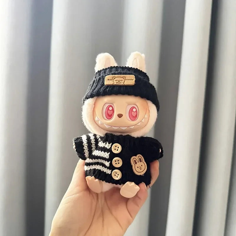 Labubu 3.0 Big into Energy Series Clothes  Labubu Bear Sweater Flanged hat Set Combining fashion & cuteness Labubu Ropa[no doll]
