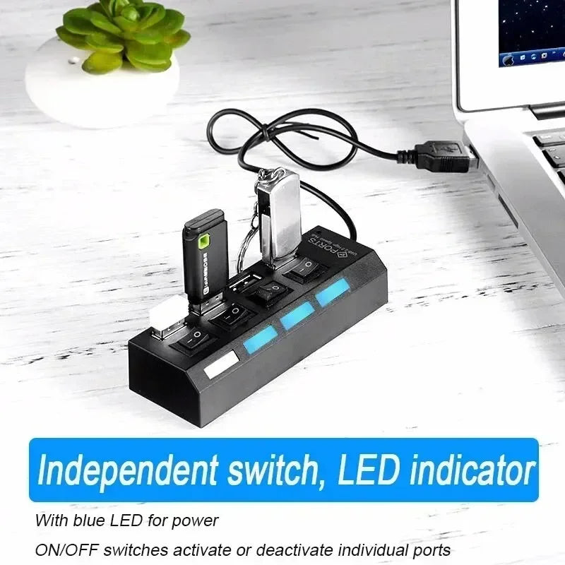 USB 3.0 Hub 4 Port 7 Port High Speed Data Transfer Expander with Led Switch Lamp Power Adapter For PC Laptop Flash Drive U Disk