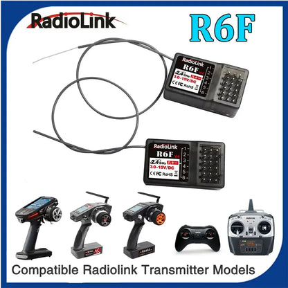 Radiolink R6F Receiver 6 Channel 2.4GHz for RC Car and Boat Radio Transmitter Remote Controller RC6GS V2/RC4GS V2/T8FB/T8S