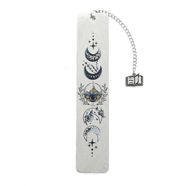 Stainless Steel Moon Crescent Bookmark Vintage Page Marker Exquisite Pattern for Men Women Fashion Stationery Supplies Gifts