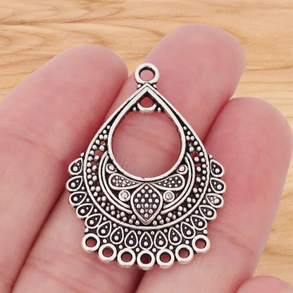 10 Pieces Tibetan Silver Bohemia Boho Water Drop Chandelier Multi Strand Connector Charms Pendants for Earrings Jewellery Making