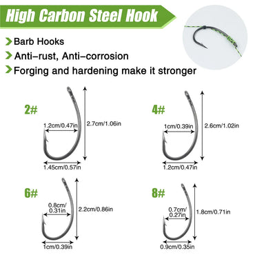 24/48Pcs Ready Made Carp Rigs Barbed Fishing Hook Link with Braided Line Tied Rigs Feeder Leader Carp Fishing Tackle