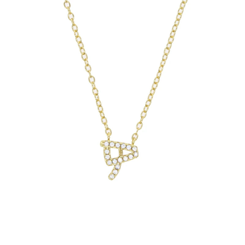 Total 31 Different Shape Arabic Letter Pendant Necklaces for Women Paved Green White Cz and Turquoise Gold Color Fashion Jewelry