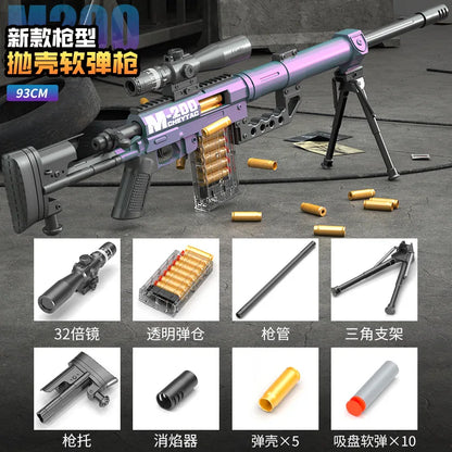 93cm Extra Large M200 Shell Throwing Soft Bullet Gun Can Launch Toy Shooter Dynamic Loading Boy Outdoor Battle Sniper Gun Model