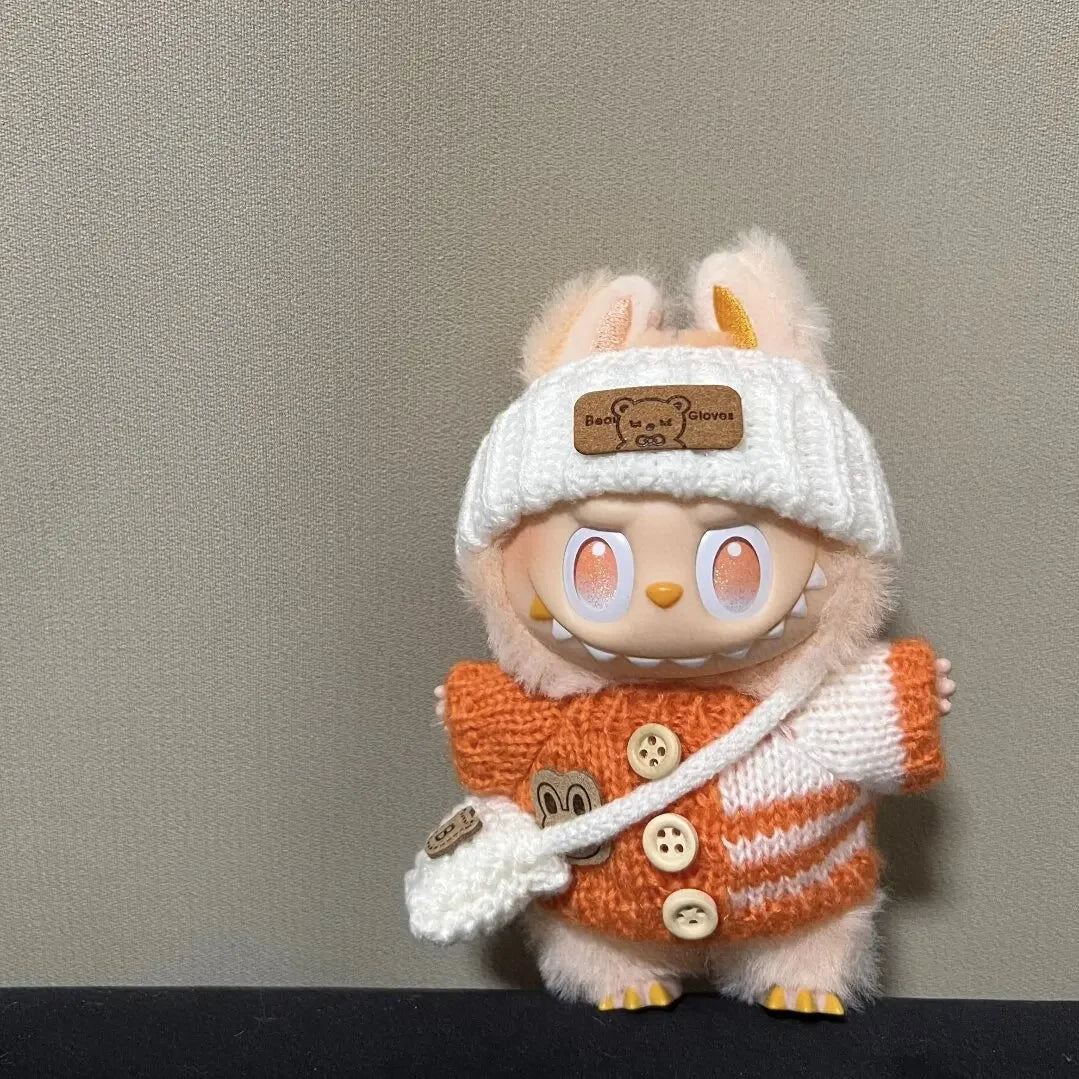 Labubu 3.0 Big into Energy Series Clothes  Labubu Bear Sweater Flanged hat Set Combining fashion & cuteness Labubu Ropa[no doll]