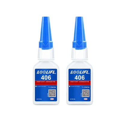 LOOLIFL 406 Instant Glue, Cyanoacrylate, Super Glue, 5 seconds fast drying, for toys crafts shoes paper fast repair,1-3pcs，20ml