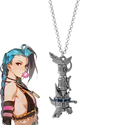 Game Trinkets League Legends Jinx Cannon Necklace Cosplay Costume Weapon Pendant Punk Cool Gun Necklace