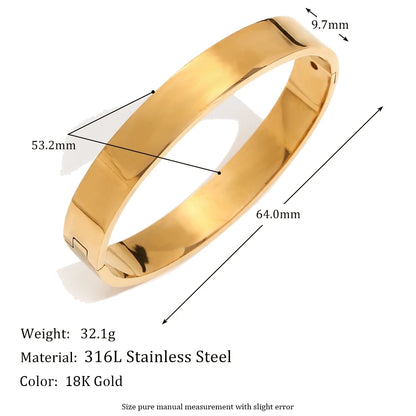 E.B.belle  Minimalist Style Glossy Bracelet Bangle Stacked Jewelry Stainless Steel 18k Gold Plated Hypoallergenic Women Gifts