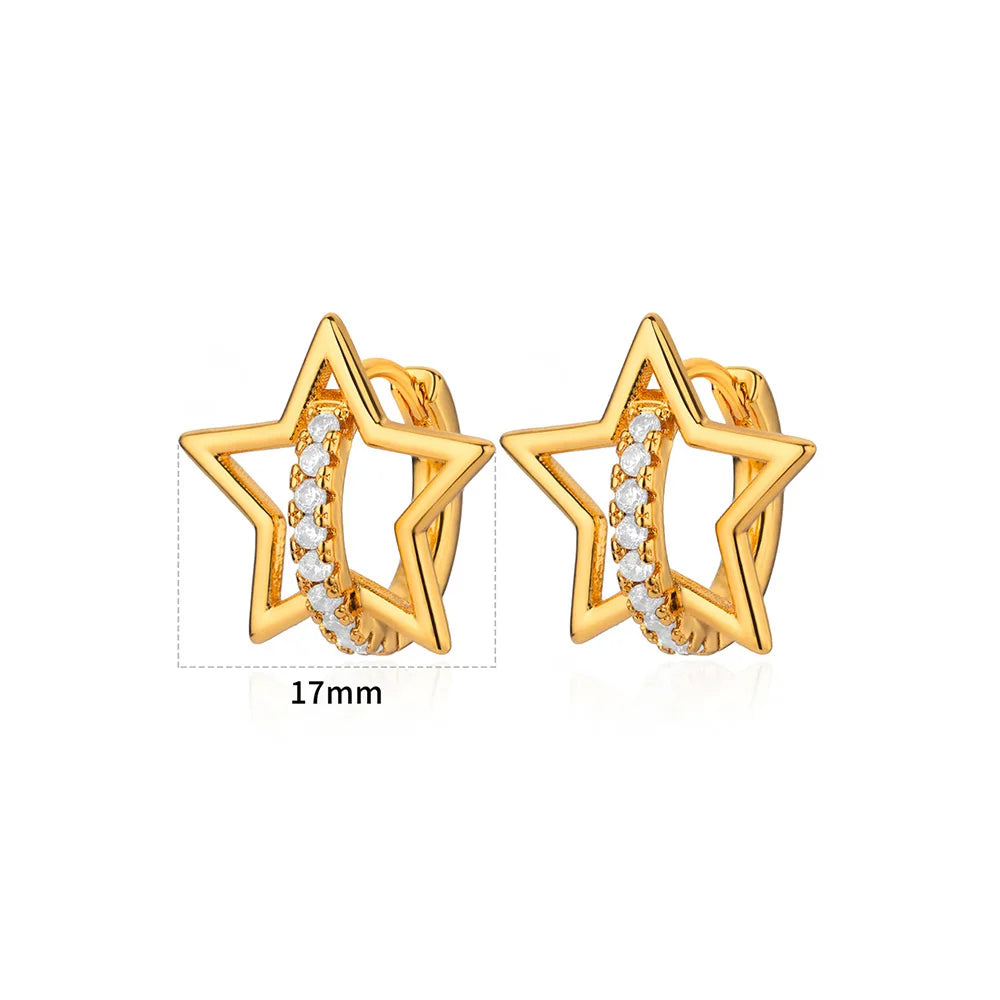 Luxury Star Zircon Earrings for Women Gold Color Stainless Steel Earrings 2024 Trend Couple Jewelry free shipping items aretes