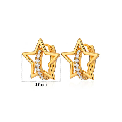 Luxury Star Zircon Earrings for Women Gold Color Stainless Steel Earrings 2024 Trend Couple Jewelry free shipping items aretes