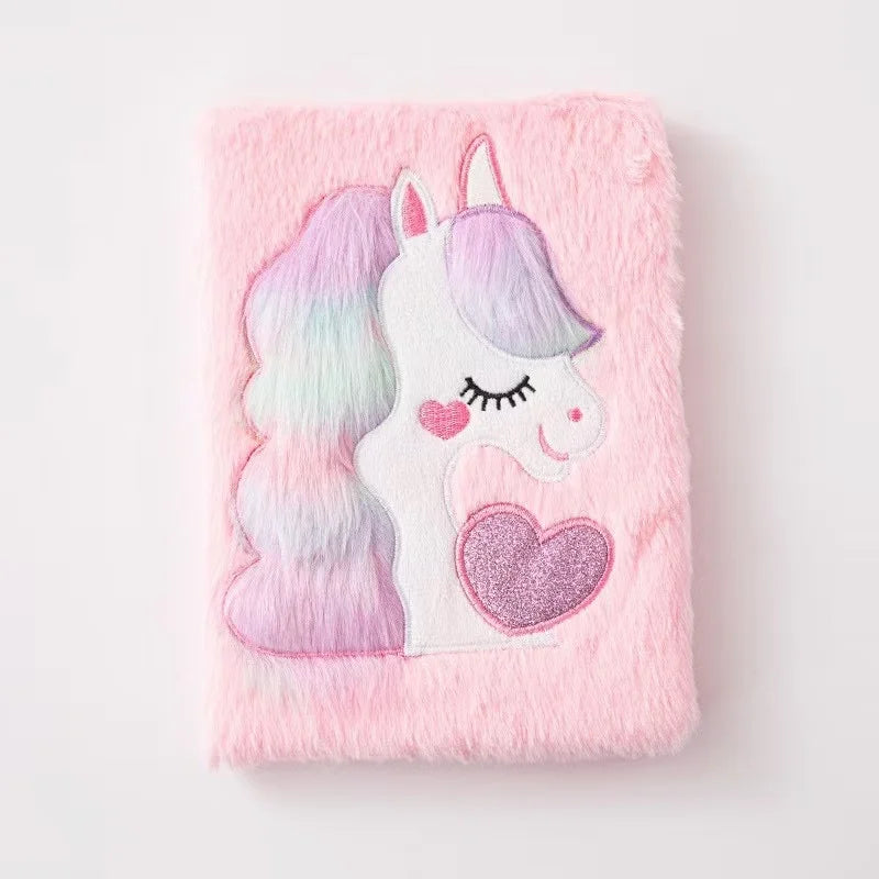 1PC A5 Unicorn Plush Notebook Macaron Girl Heart Diary Student Cartoon Handbook Adhesive Edition