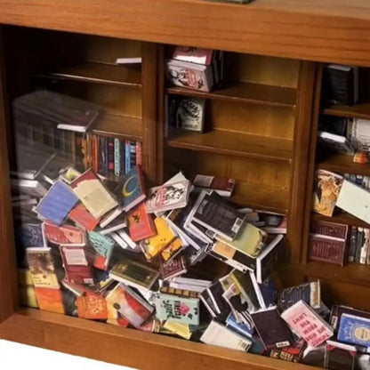 Creative Anti-Anxiety Bookshelf Miniature Wood Book Match Boxes Shaking Bookshelf Sensory Toys Home  Desktop Ornament