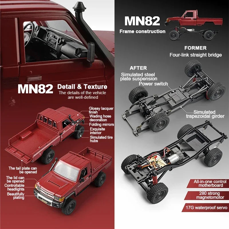 MN82 4WD RC Off-road Vehicle 1/12 LC79 Pickup Climbing Car with LED Lights Full Size Simulation RC Climbing Car Boy Toy Car