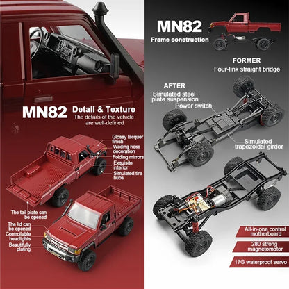 MN82 4WD RC Off-road Vehicle 1/12 LC79 Pickup Climbing Car with LED Lights Full Size Simulation RC Climbing Car Boy Toy Car