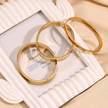 E.B.belle  Minimalist Style Glossy Bracelet Bangle Stacked Jewelry Stainless Steel 18k Gold Plated Hypoallergenic Women Gifts