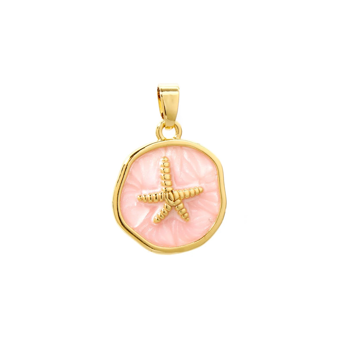 2 PCs Brass Ocean Series Charm Pendant 18K Gold Plated Irregular Enamel Shell Starfish Dolphin For Necklace Making 22mm x 15mm