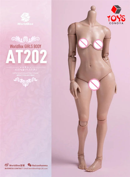 AT201 AT202 AT203 1/6 Girls Joint Flexible Body Normal Fat Leg 12 Inch Female Soldier White Suntan Skin Action Figure Body