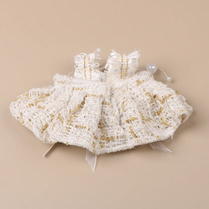 Mini Plush Doll'S Clothes Outfit Accessories For 17cm Korea Kpop Exo Labubu Idol Pearl Bow Lace Trimmed Skirt Clothing Gift