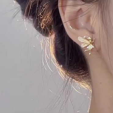 FTCY Trendy Elf Dancer Stud Earrings for Women Girls Design Zircon Fairy Korean Exquisite Cute Sweet Jewelry