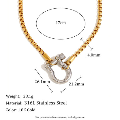MamacitaSlay Unique Cool 316L Stainless Steel Double Color Necklace Party Waterproof Neck Jewelry For Women's DIY Accessories