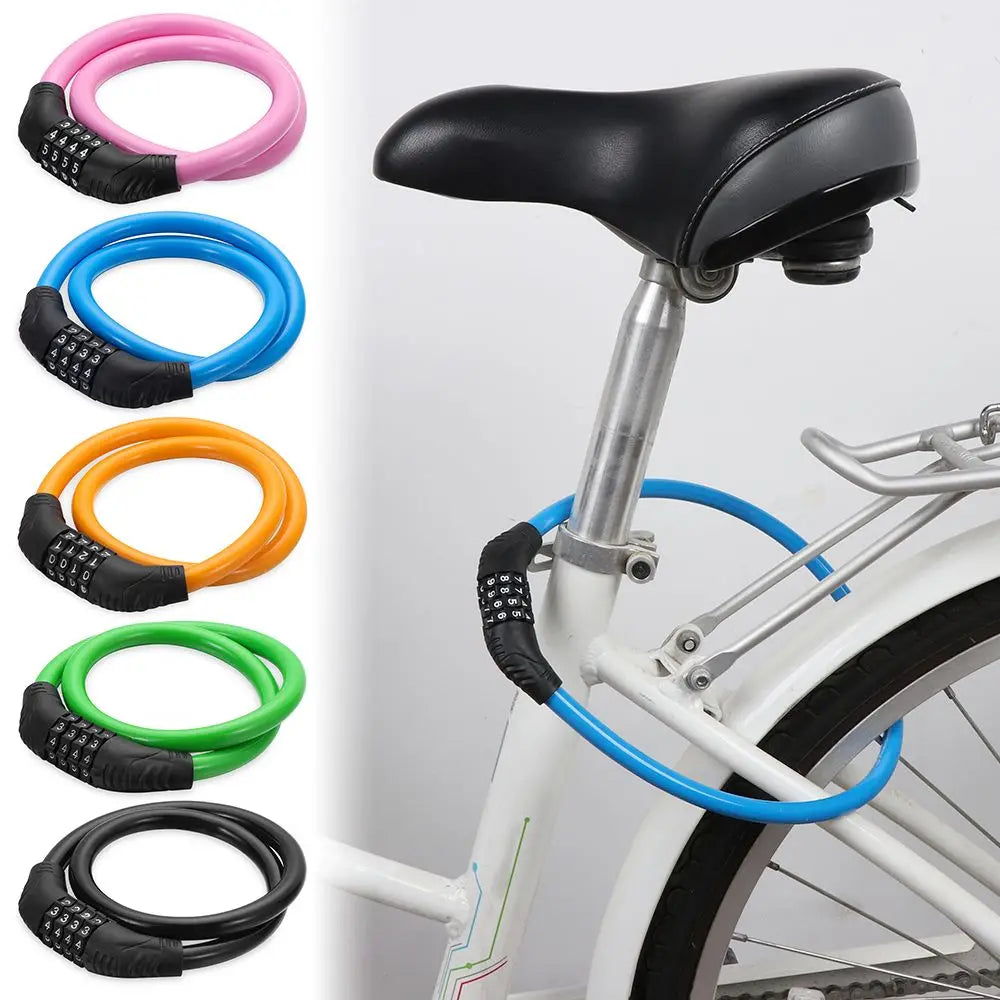 Bicycle Steel Cycle Security Cable Chain Bike Lock Padlock Combination Number 4 Digit Password