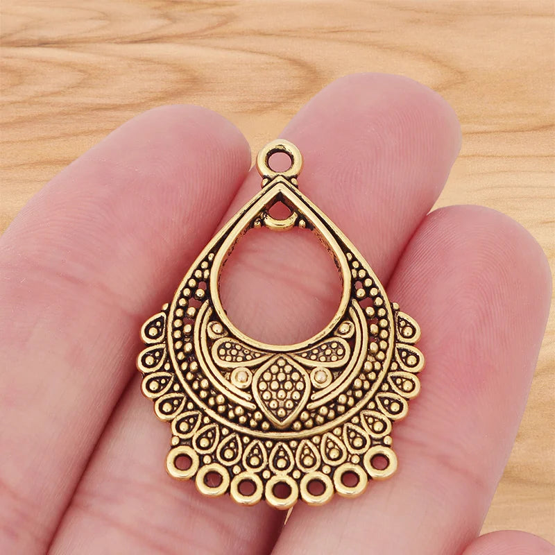 10 Pieces Tibetan Silver Bohemia Boho Water Drop Chandelier Multi Strand Connector Charms Pendants for Earrings Jewellery Making