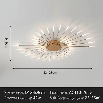 Modern Flower Shape Ceiling Lamp for Living Room Dining Room Flush Mount Metal Acrylic Sputnik Firework Petal Lighting Fixture