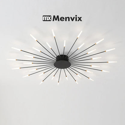 Modern Flower Shape Ceiling Lamp for Living Room Dining Room Flush Mount Metal Acrylic Sputnik Firework Petal Lighting Fixture