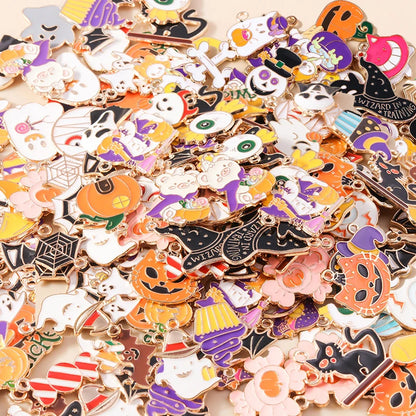 Leslie Mix 10/20/30pcs Halloween Charm Pumpkin Ghost Spider Bat Pendant for diy Earring Necklace Jewelry Making Accessories