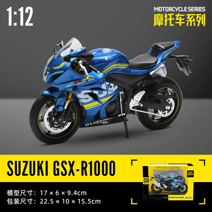 MSZ CCA 1:12 BMW R1250GS S1000R with base alloy die-cast car motorcycle model, toy gift giving, die-cast static motorcycle model
